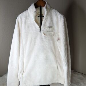 Magellan Outdoors Sweater Womens Med Ivory Classic Fit Fleece Pullover 1/4 Zip